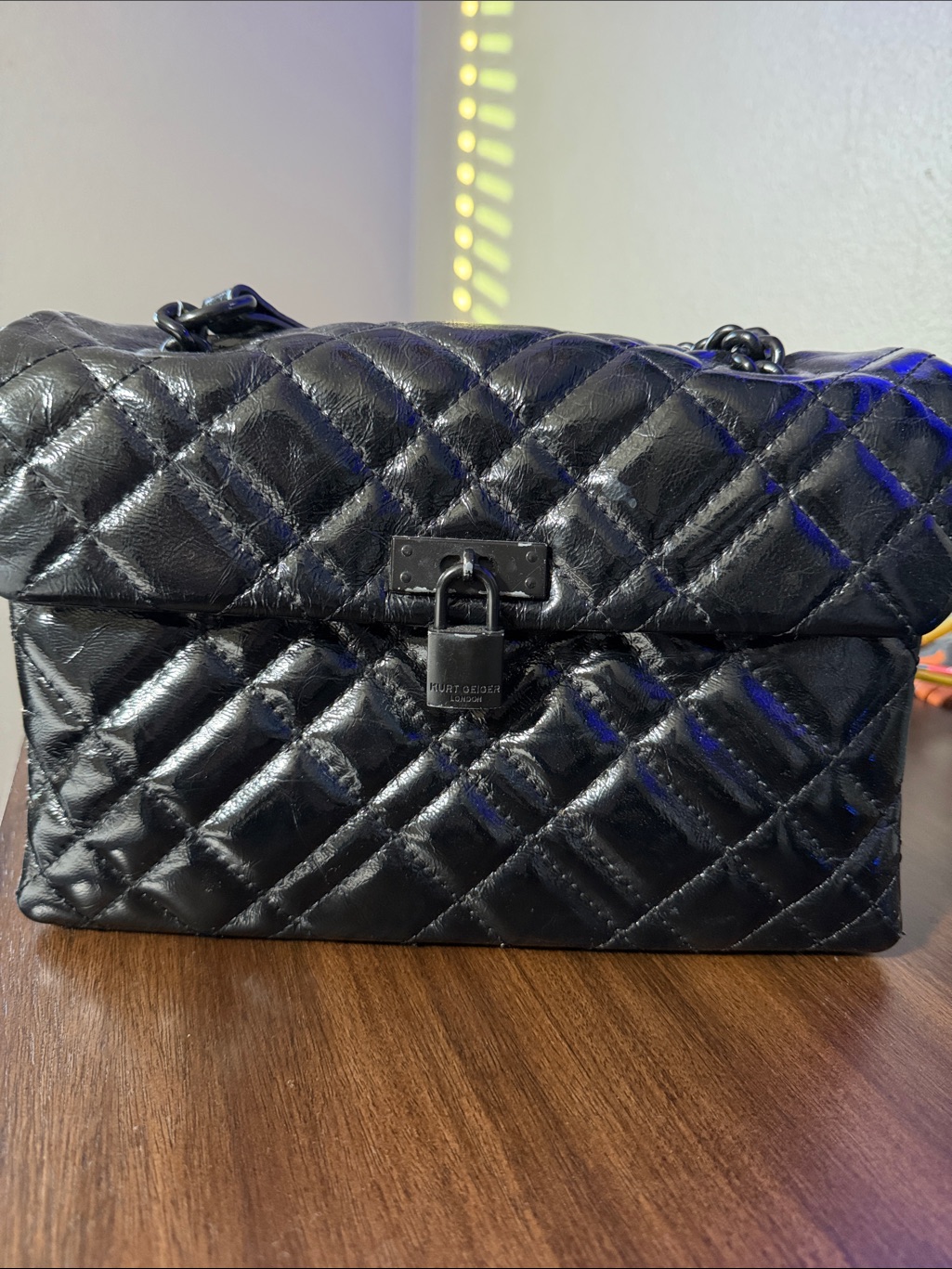 Kurt Geiger Black Quilted Chain-Handle Shoulder Bag